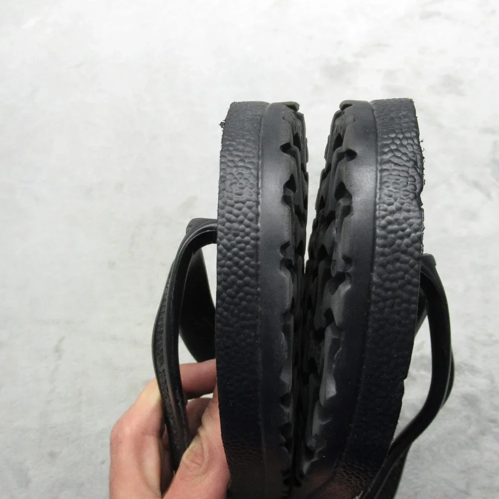 Birkenstock Flip Flops Unisex W10 M8 Thong Sandal Black Beach Summer Comfort EUC